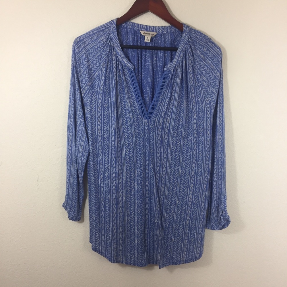 Lucky Brand Blue Blouse Top Size L